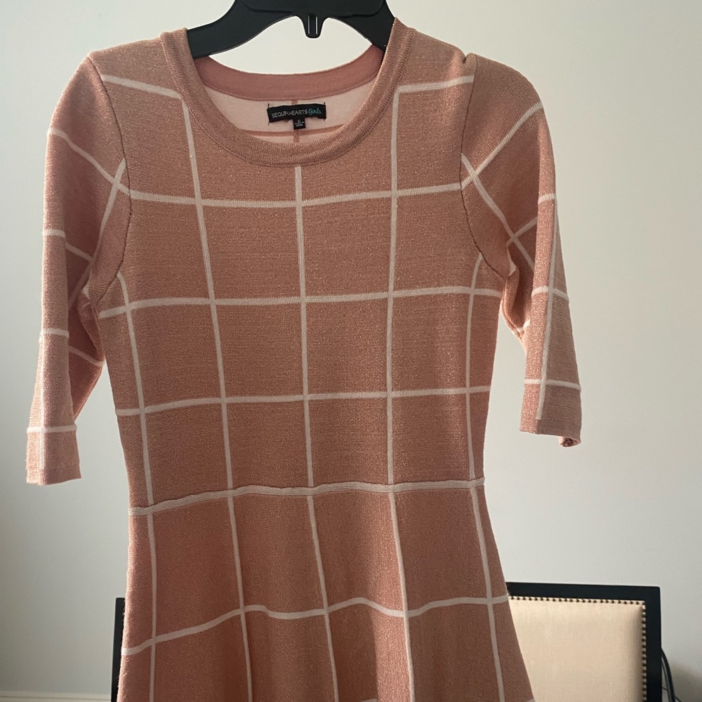 Sequin hearts dress- Pink and glittery thread